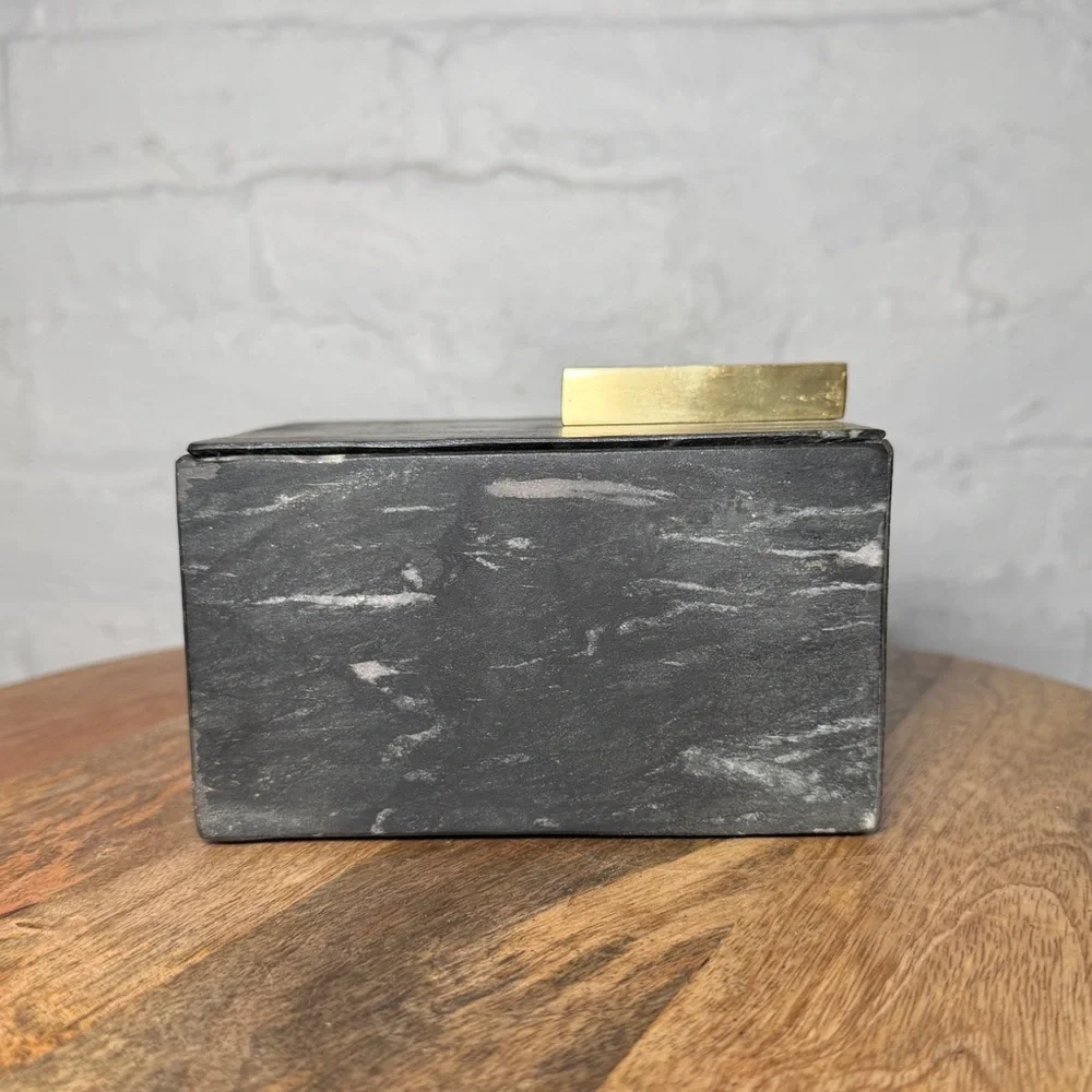 West Elm Black Mabel and Gold Accent Decorative Vanity Box